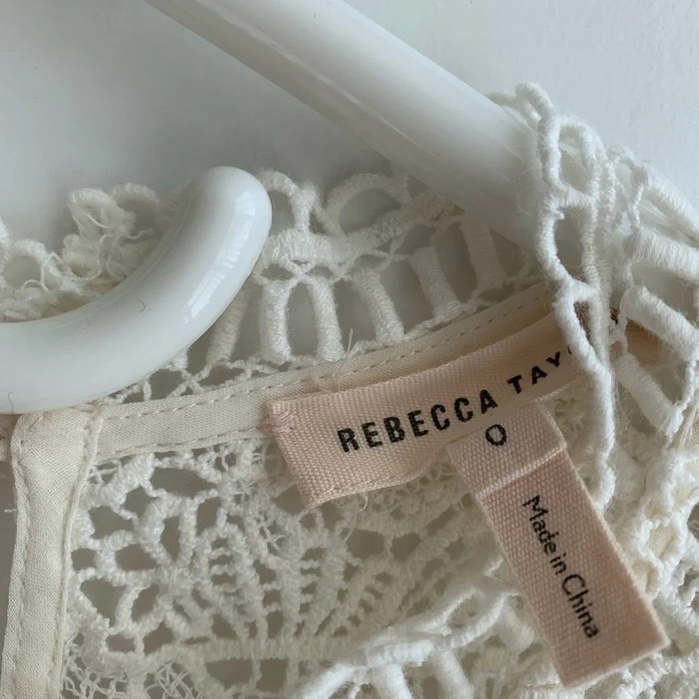 Rebecca Taylor Cream Lace Blouse Size 0 - Picture 6 of 7